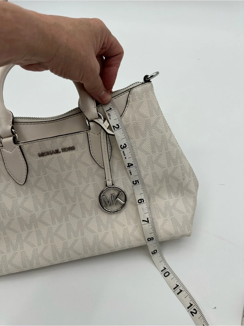 Michael Kors cream White Signature Logo Satchel